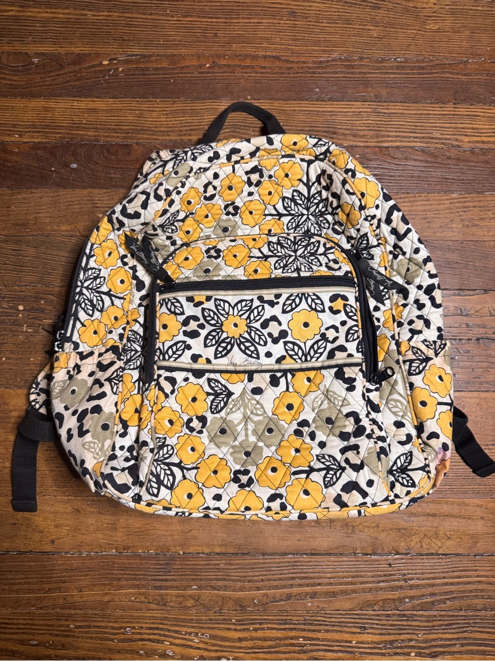 Vera Bradley Backpack Go Wild Yellow Floral Retired Pattern Hard to Find Print